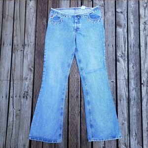 Vintage MUDD Blue Jeans With Studs and Distress - Size 11